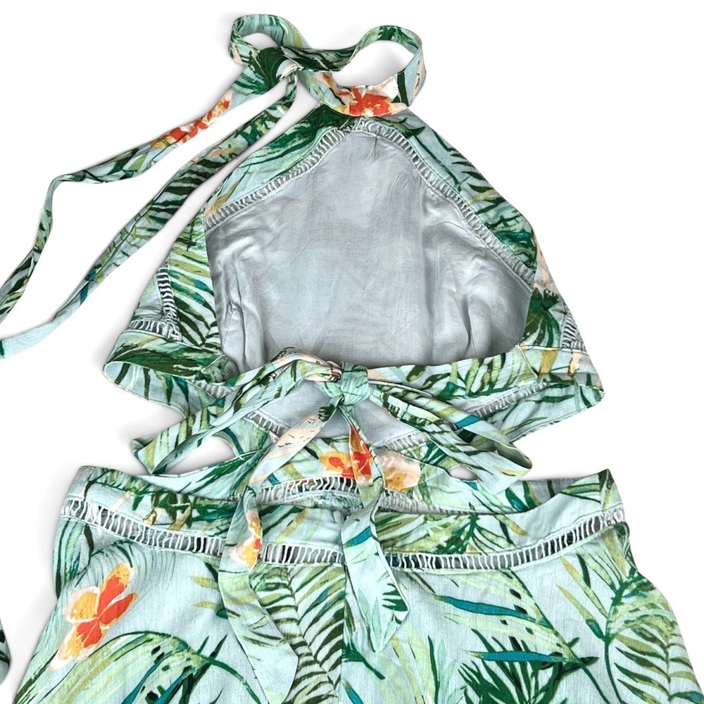 Lulus St Tropez Womens Sz Sm Tropical Floral Blue Halter Dress Asymmetrical $84 - Picture 10 of 16
